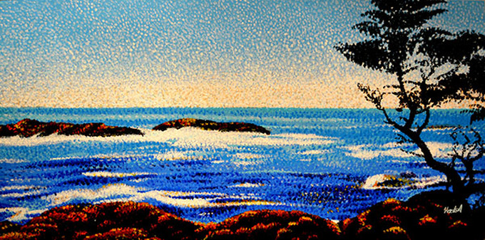 Hadi Aghaee pointillism painting ocean/ sea 